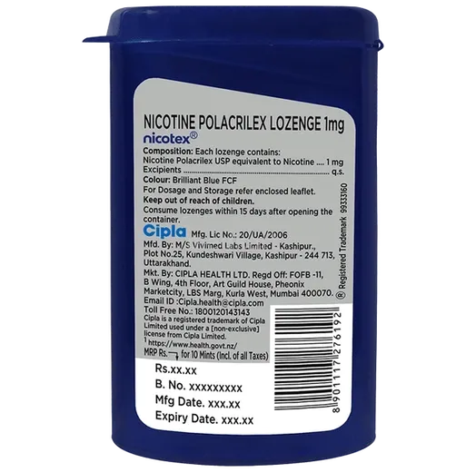 nicotex lozenge 1mg tablet 10's